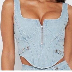 Maniere De Voir crop denim corset size 10